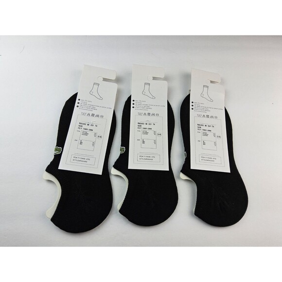 Lacoste Athletic No Show Socks Lot Of 3 Pairs One Size - Picture 2 of 2